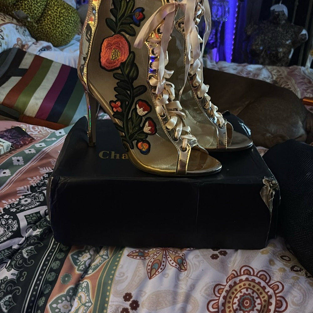 Chase + Chloe Gold Strappy Heels